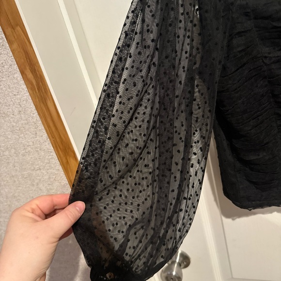 Express Elegant Black Sheer Sleeve Top - Picture 4 of 5